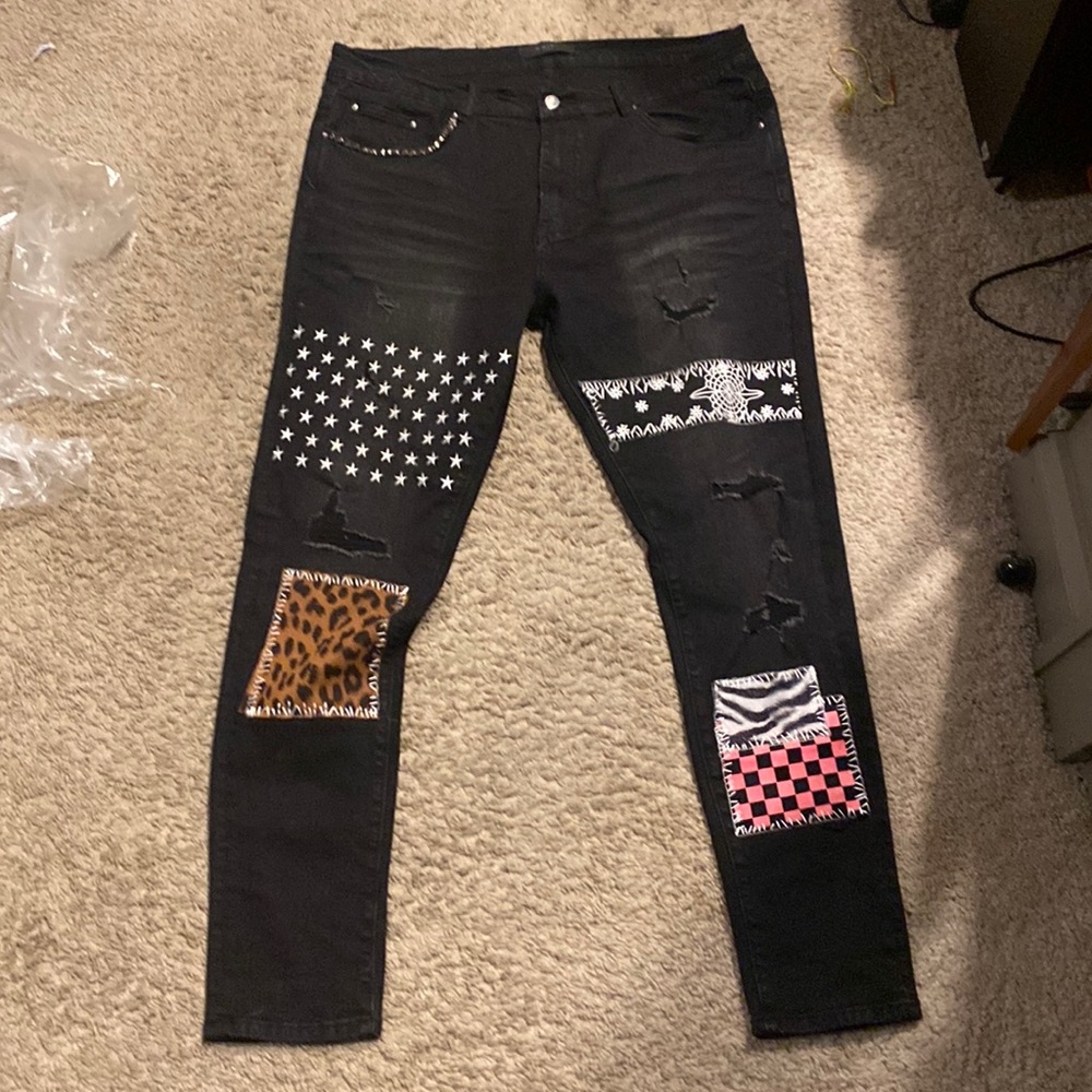 Amiri Art Bandanna Patch Jeans size 38